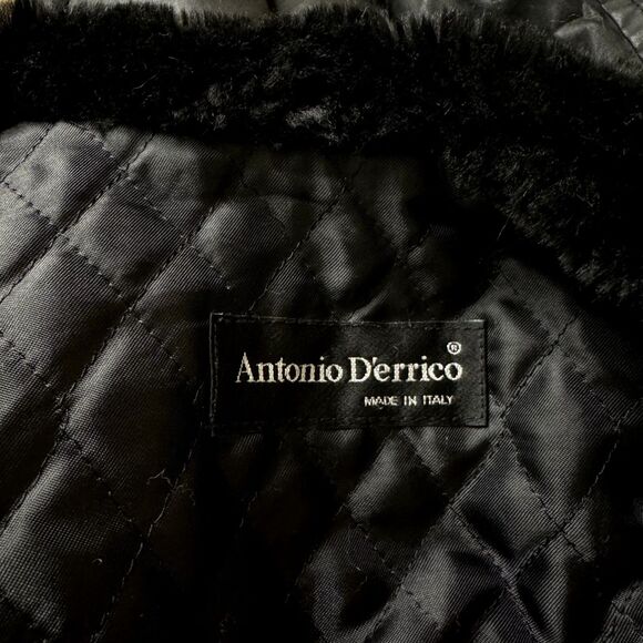 Antonio Derrico Italy Double Breasted Jacket Coat Faux Fur Black S? M? bv - Picture 7 of 7
